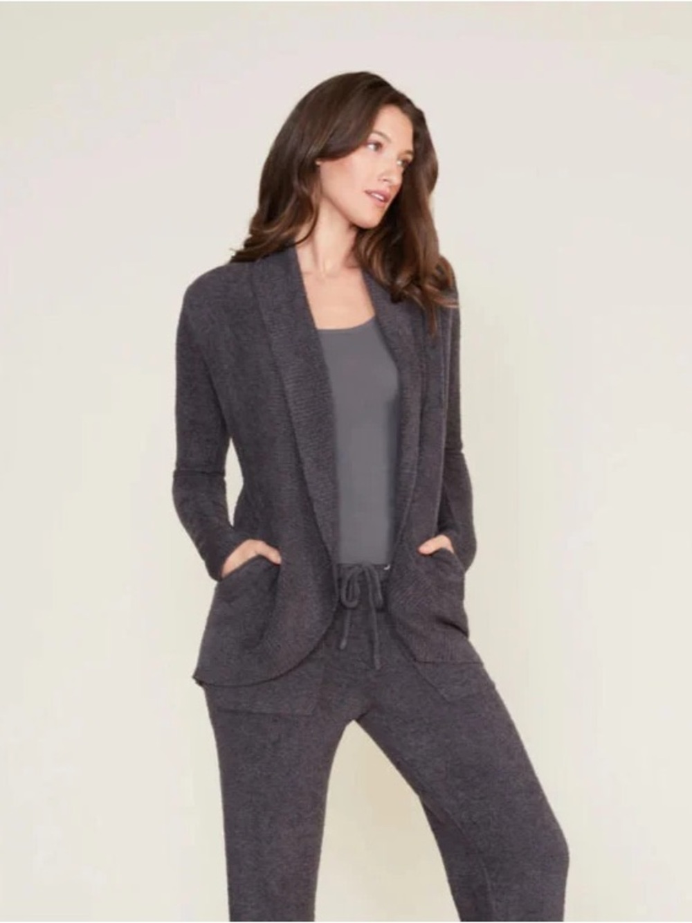 Barefoot Dreams CozyChic Lite Coastal Cardi in Carbon Gray Size XS